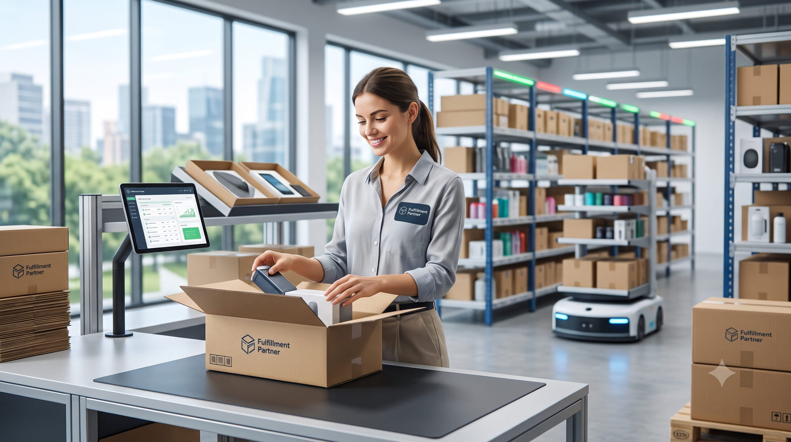 Same-Day-Versand im Startup-Fulfillment, Pakete bereit zur Verladung am DHL-Depot